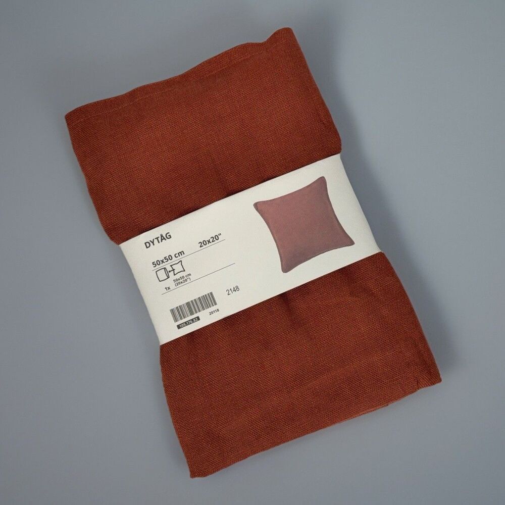 IKEA DYTÅG Cushion Cover Linen Throw Pillow Case 20x20 Burnt Orange Rust NEW